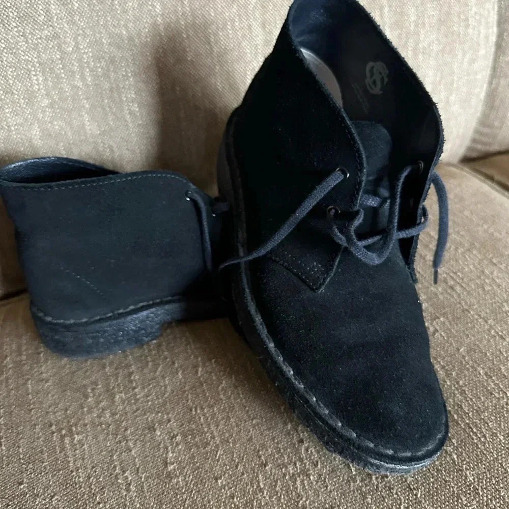 Clarks Originals Desert Boots Women's 7 Black Suede Chukka Boots Crepe Sole